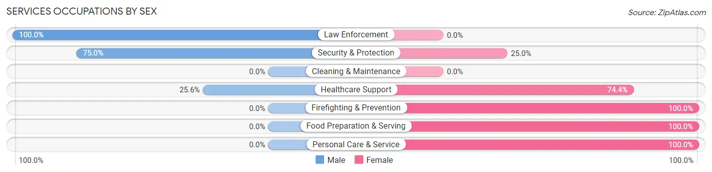 Services Occupations by Sex in Palo Alto borough