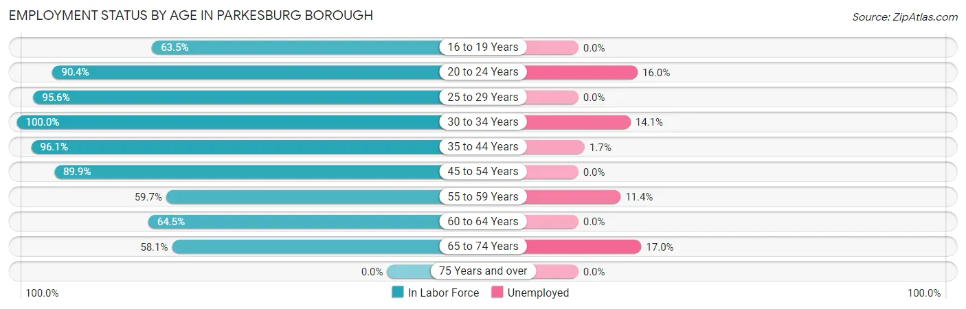 Employment Status by Age in Parkesburg borough