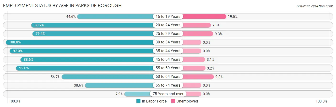 Employment Status by Age in Parkside borough