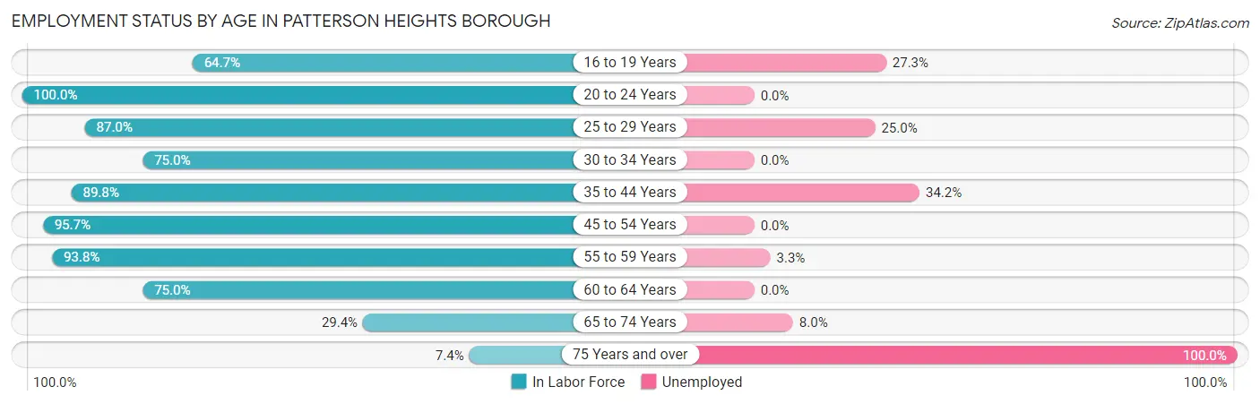 Employment Status by Age in Patterson Heights borough