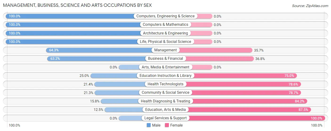Management, Business, Science and Arts Occupations by Sex in Patterson Heights borough