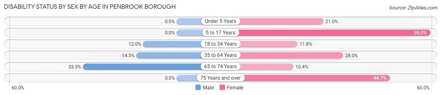 Disability Status by Sex by Age in Penbrook borough