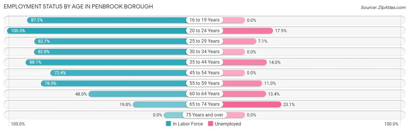 Employment Status by Age in Penbrook borough