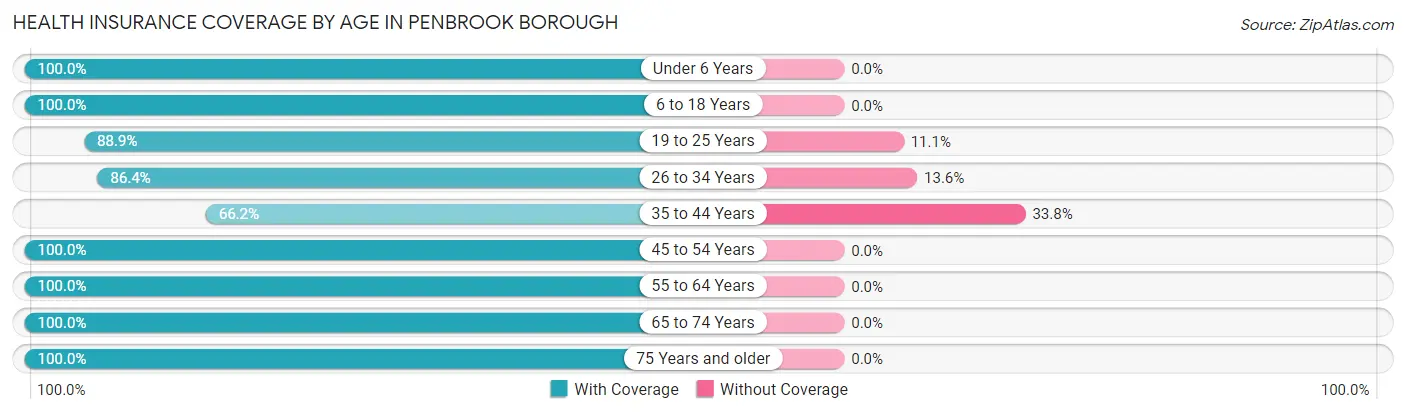 Health Insurance Coverage by Age in Penbrook borough