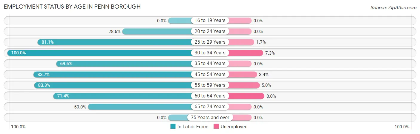Employment Status by Age in Penn borough