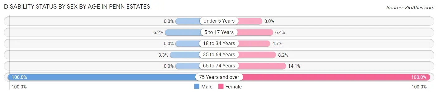 Disability Status by Sex by Age in Penn Estates