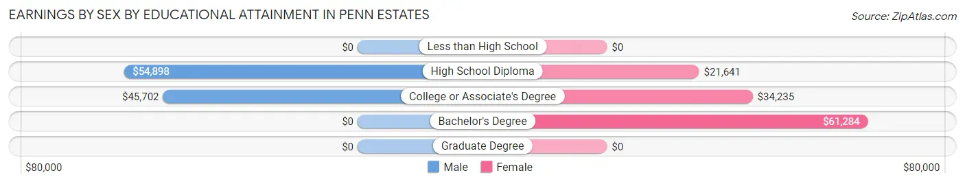 Earnings by Sex by Educational Attainment in Penn Estates