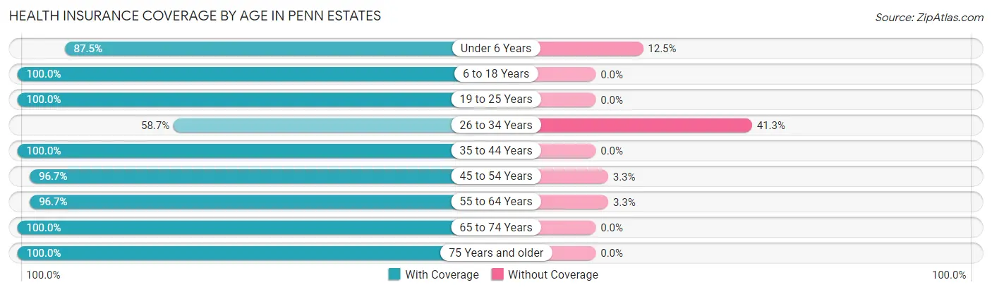 Health Insurance Coverage by Age in Penn Estates