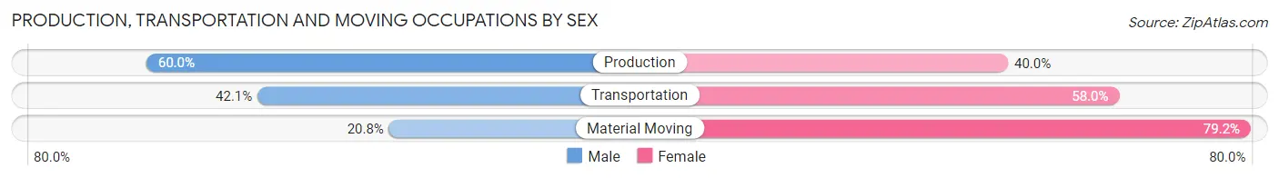 Production, Transportation and Moving Occupations by Sex in Pennsburg borough