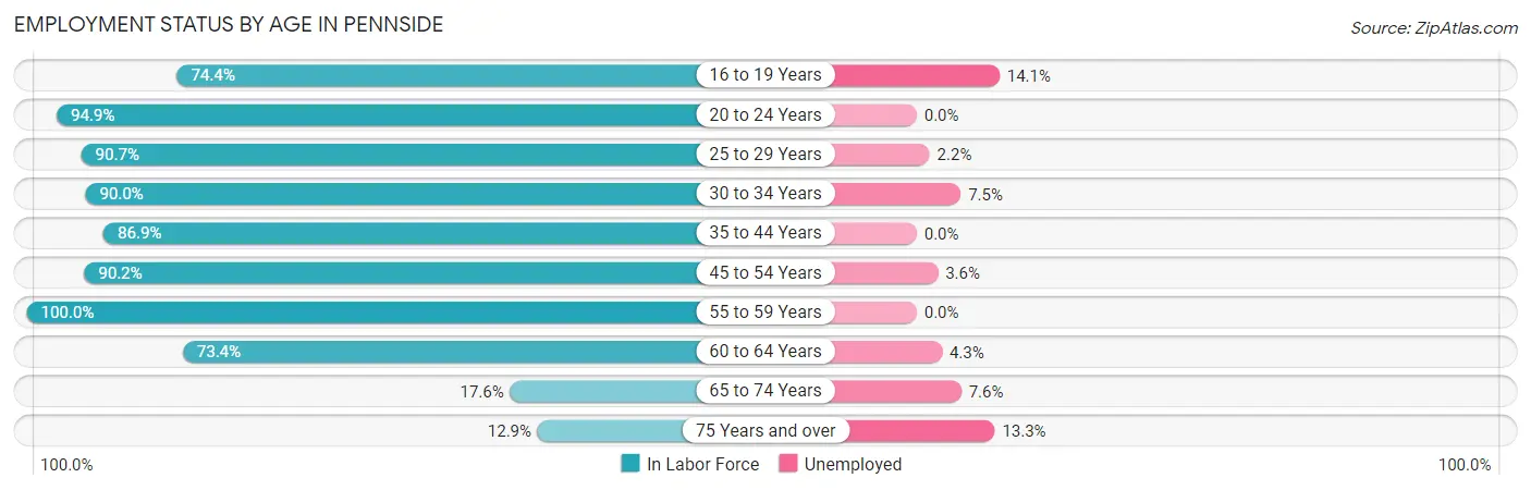Employment Status by Age in Pennside