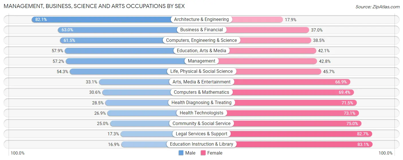 Management, Business, Science and Arts Occupations by Sex in Perkasie borough