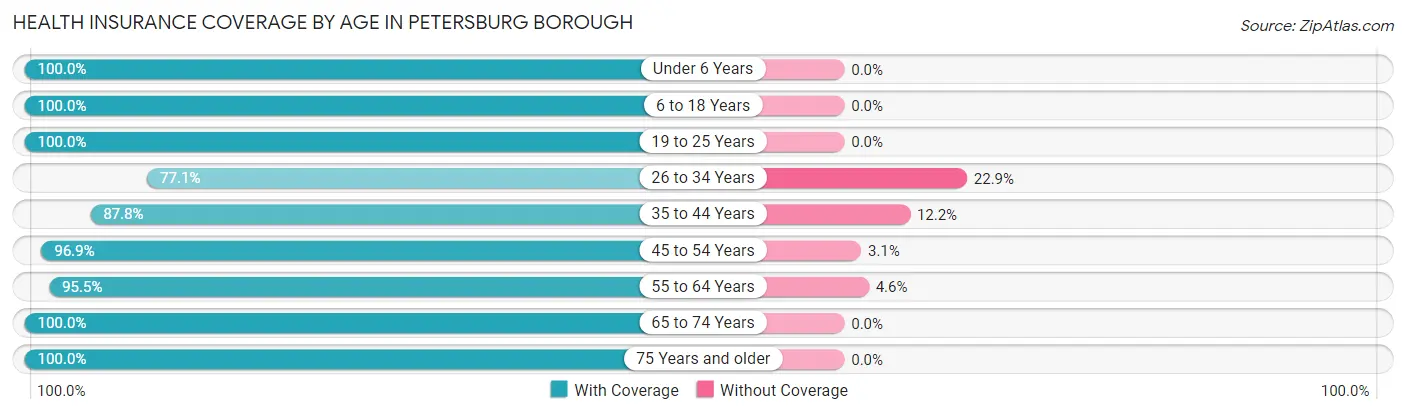 Health Insurance Coverage by Age in Petersburg borough