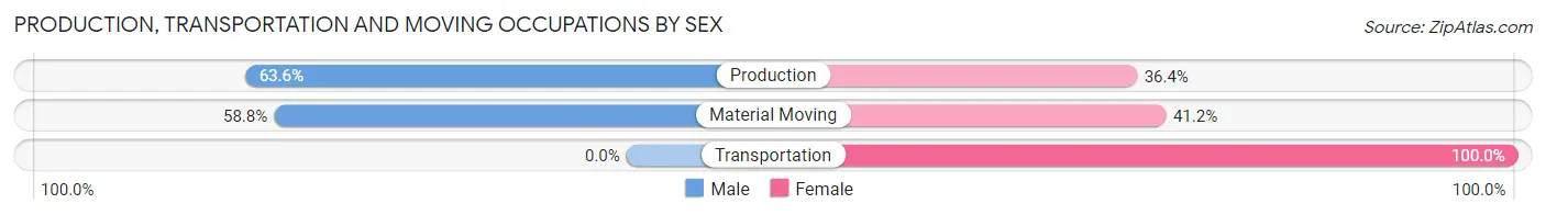 Production, Transportation and Moving Occupations by Sex in Petersburg borough