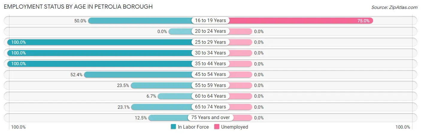 Employment Status by Age in Petrolia borough