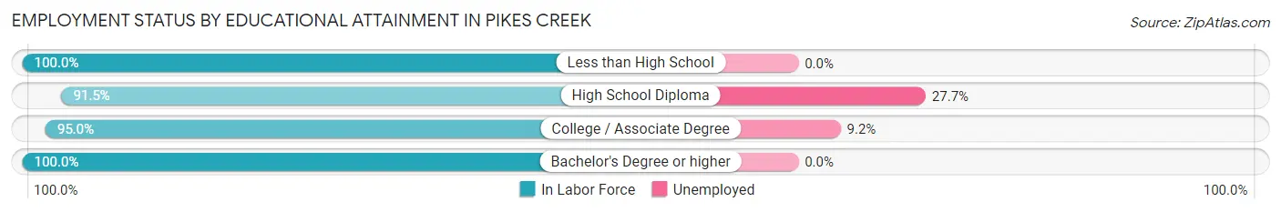 Employment Status by Educational Attainment in Pikes Creek
