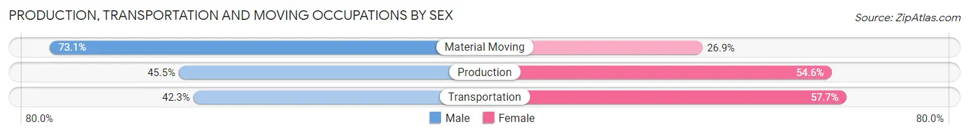 Production, Transportation and Moving Occupations by Sex in Pikes Creek