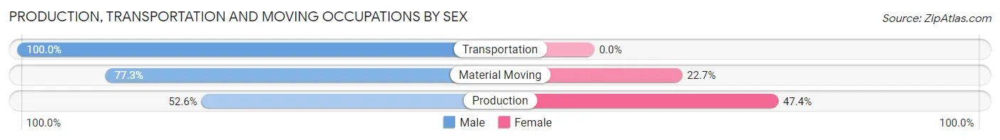 Production, Transportation and Moving Occupations by Sex in Pine Ridge