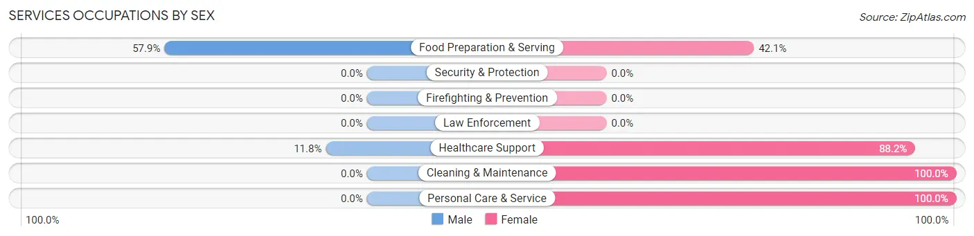 Services Occupations by Sex in Platea borough