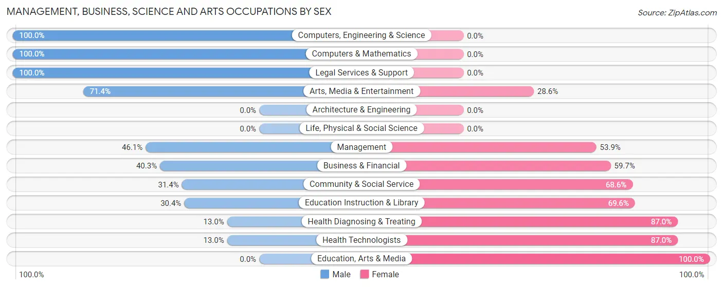 Management, Business, Science and Arts Occupations by Sex in Pleasureville
