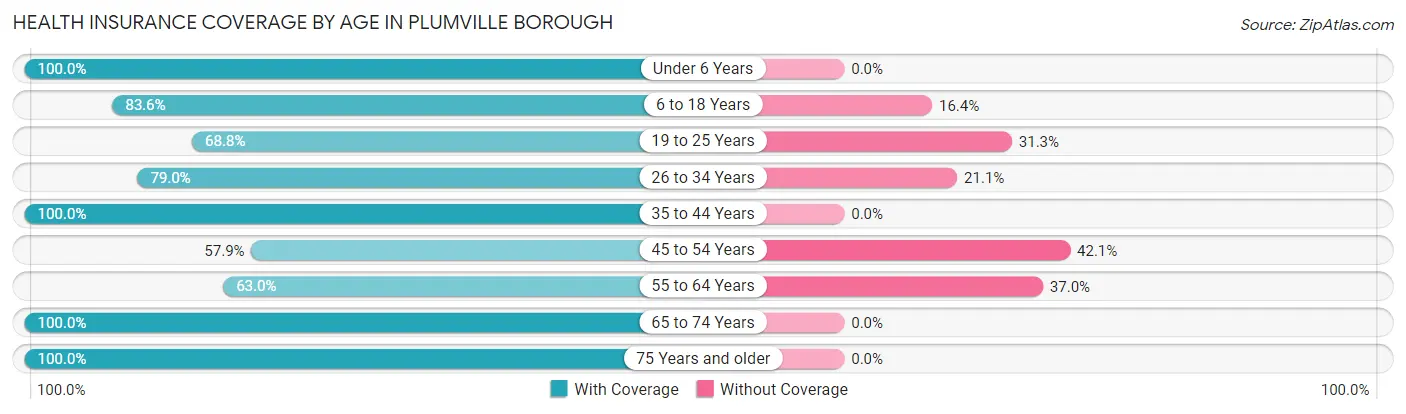 Health Insurance Coverage by Age in Plumville borough
