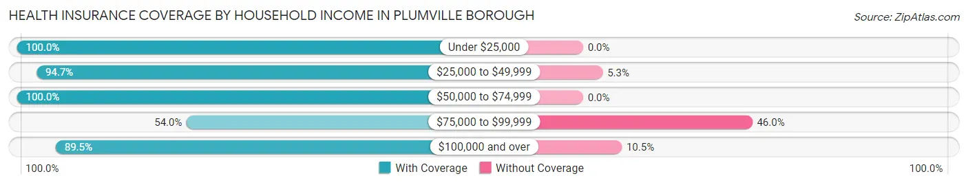 Health Insurance Coverage by Household Income in Plumville borough