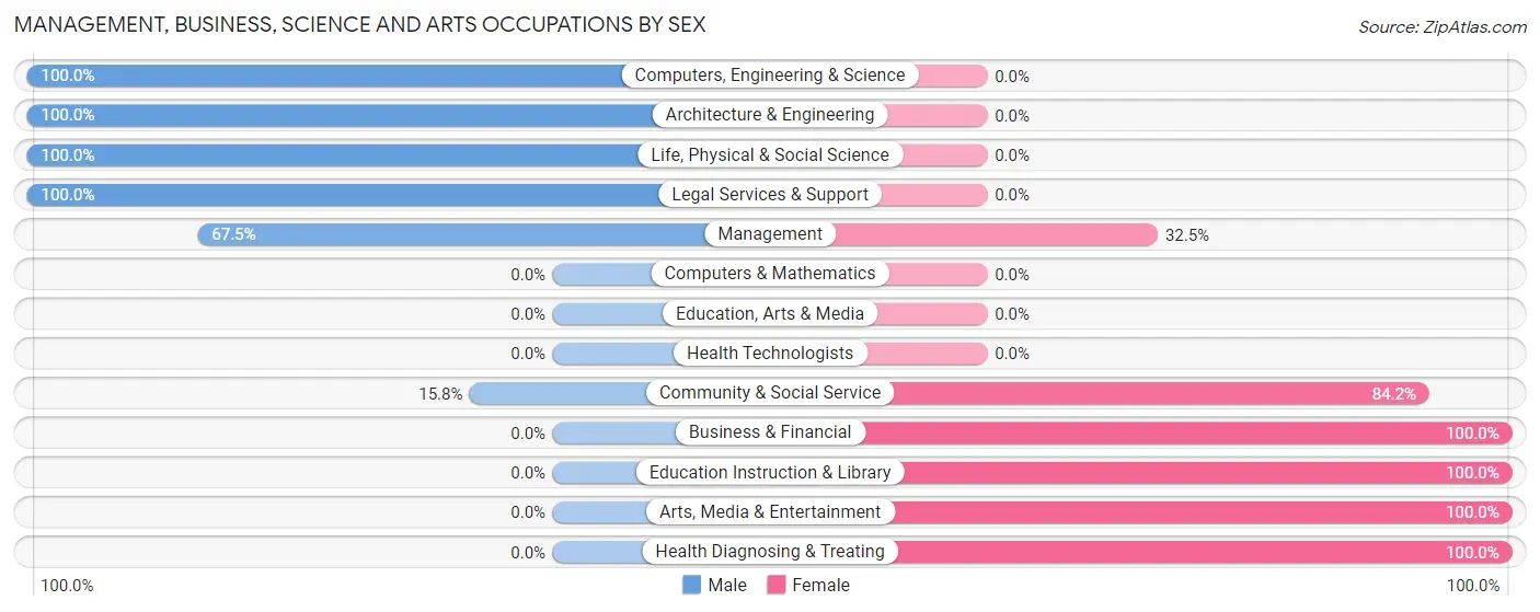Management, Business, Science and Arts Occupations by Sex in Plymptonville