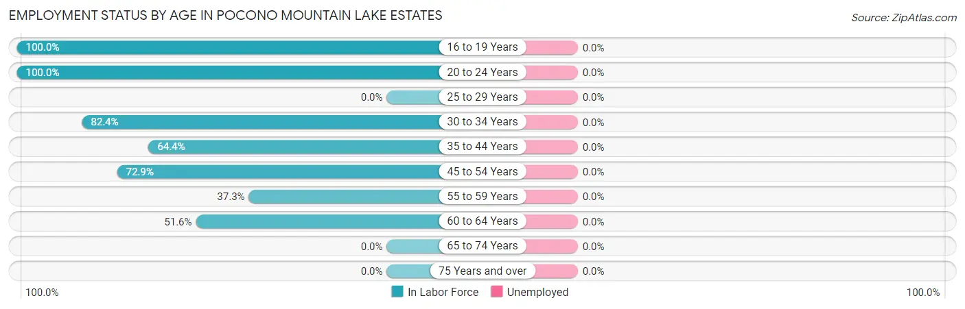 Employment Status by Age in Pocono Mountain Lake Estates