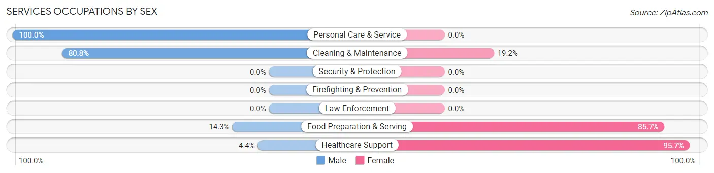 Services Occupations by Sex in Polk borough