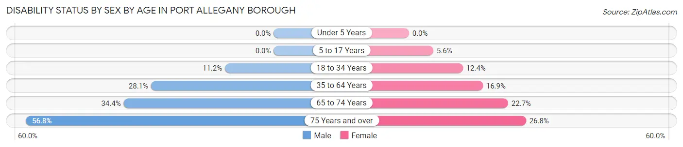 Disability Status by Sex by Age in Port Allegany borough