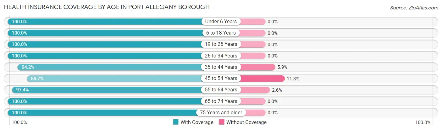 Health Insurance Coverage by Age in Port Allegany borough