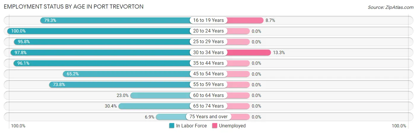 Employment Status by Age in Port Trevorton