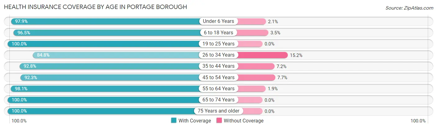 Health Insurance Coverage by Age in Portage borough