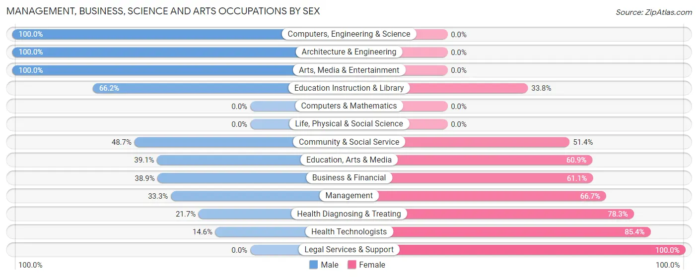 Management, Business, Science and Arts Occupations by Sex in Portage borough