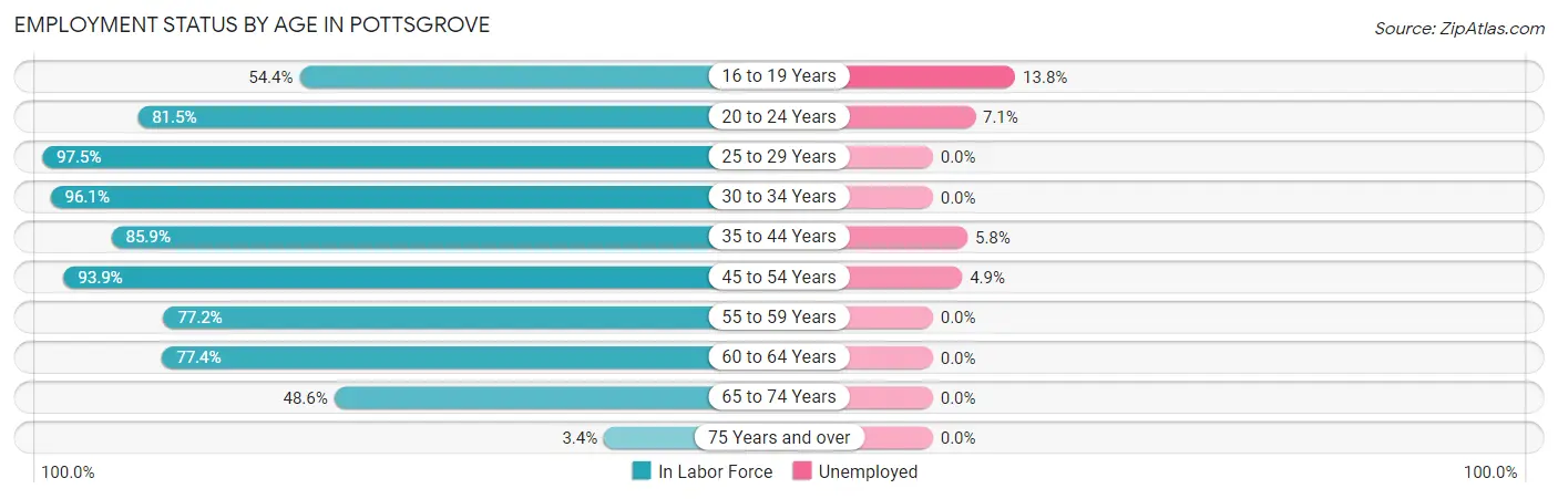 Employment Status by Age in Pottsgrove