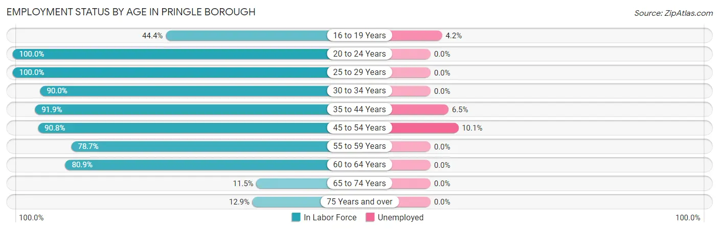 Employment Status by Age in Pringle borough
