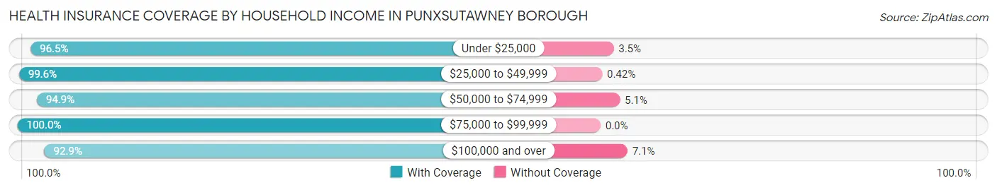 Health Insurance Coverage by Household Income in Punxsutawney borough