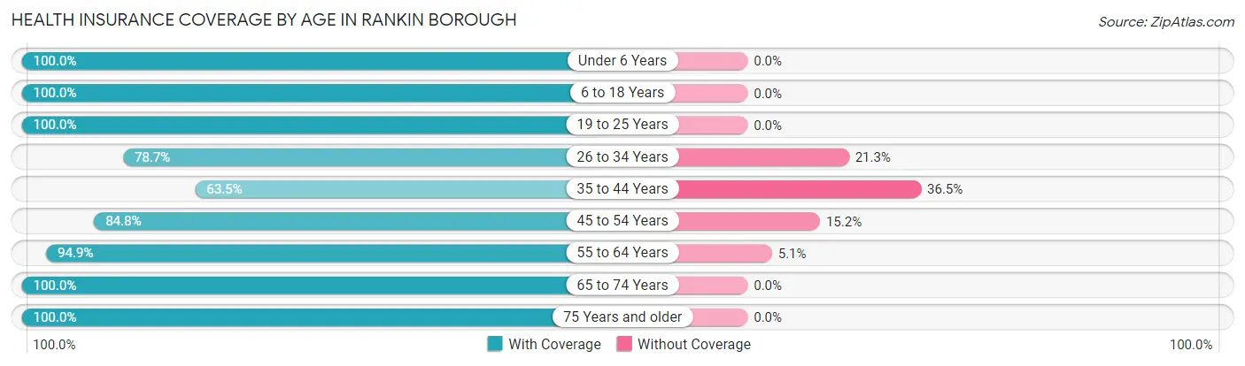 Health Insurance Coverage by Age in Rankin borough