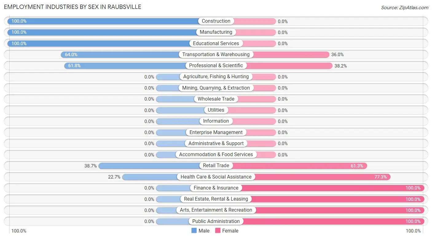 Employment Industries by Sex in Raubsville