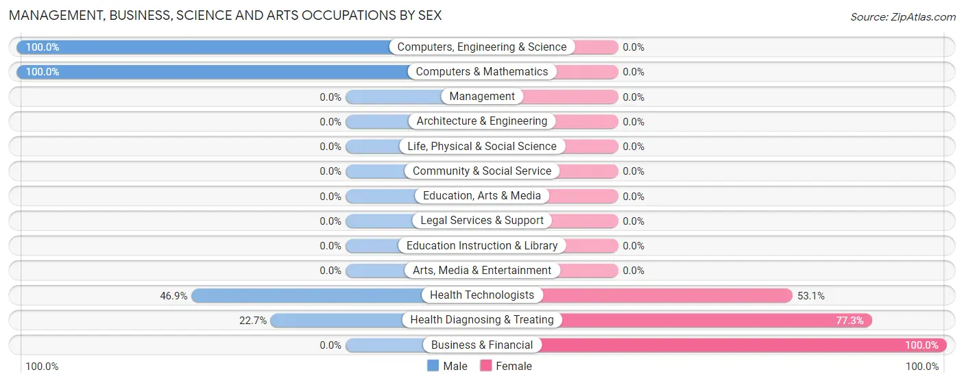 Management, Business, Science and Arts Occupations by Sex in Raubsville