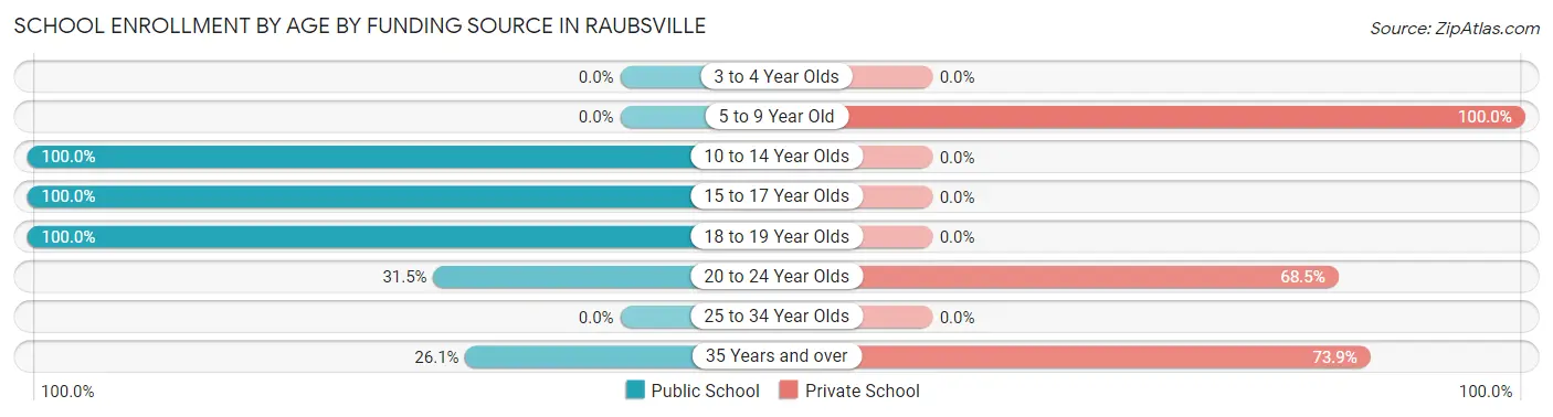School Enrollment by Age by Funding Source in Raubsville