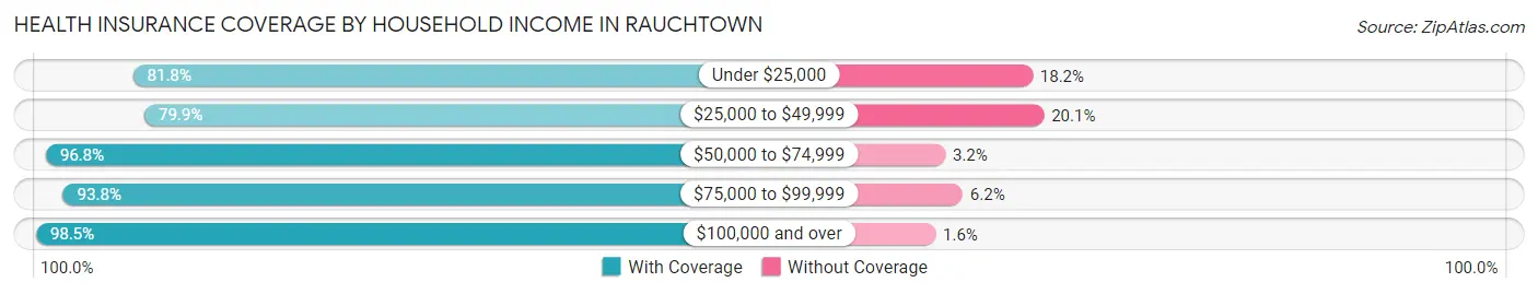 Health Insurance Coverage by Household Income in Rauchtown