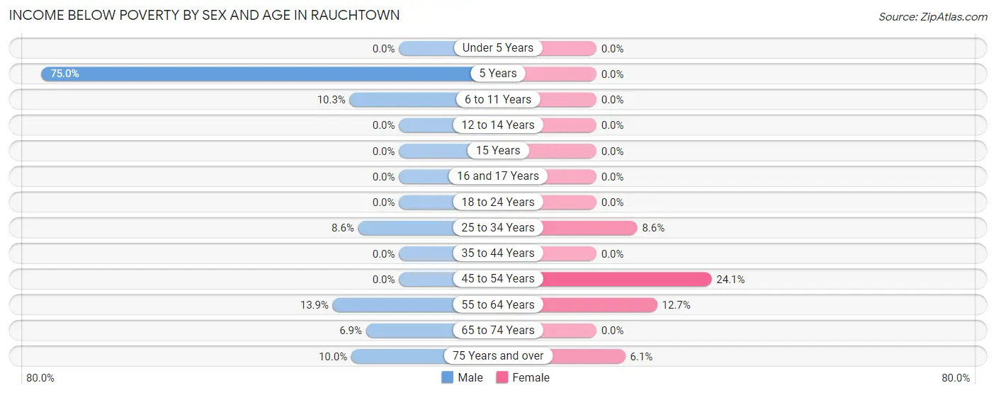 Income Below Poverty by Sex and Age in Rauchtown