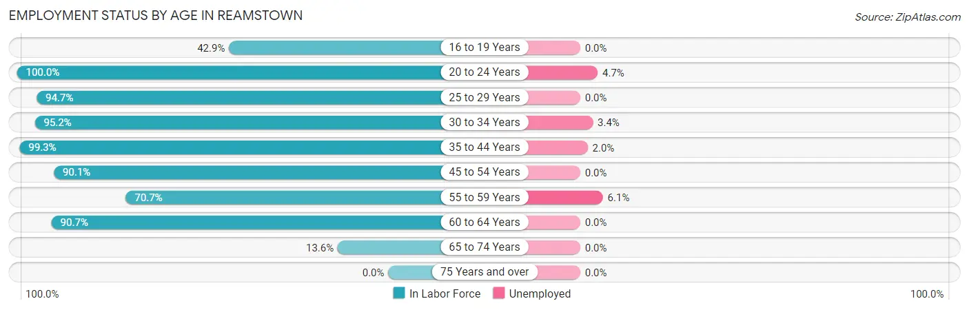Employment Status by Age in Reamstown