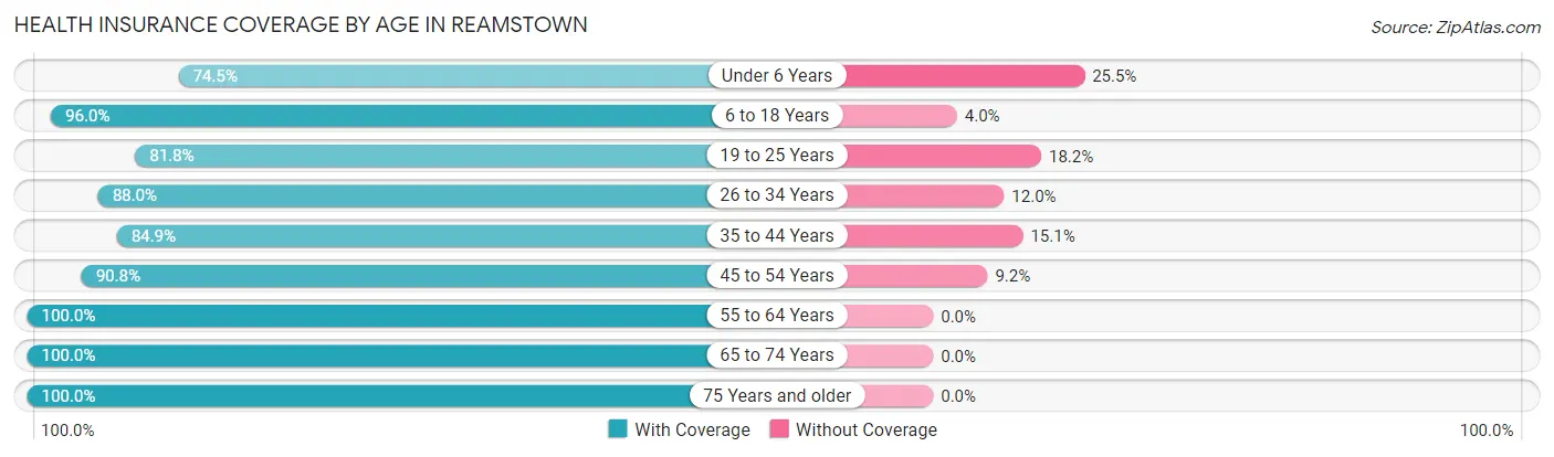 Health Insurance Coverage by Age in Reamstown