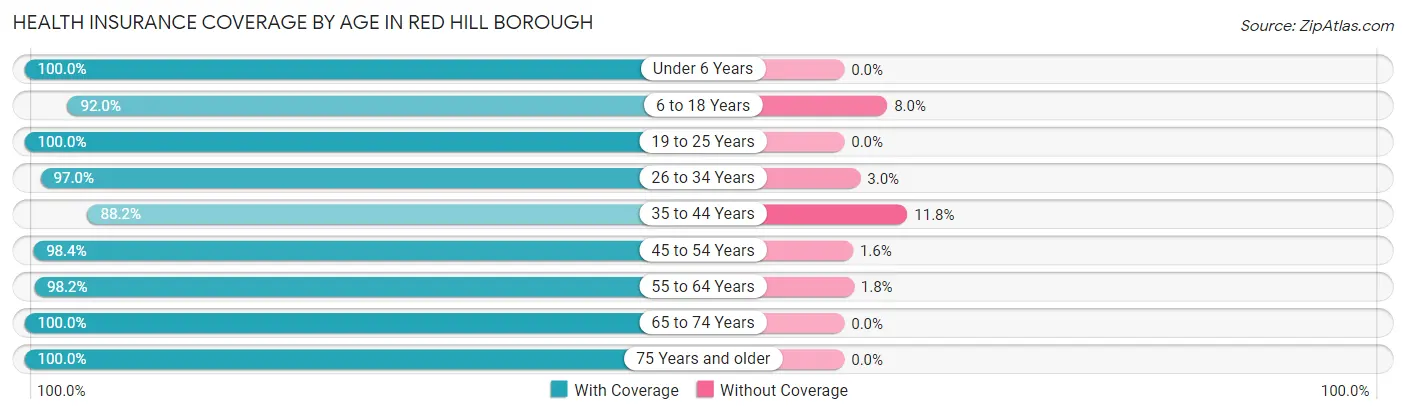Health Insurance Coverage by Age in Red Hill borough
