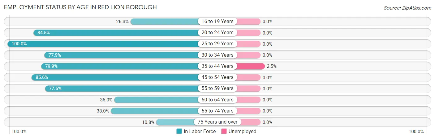 Employment Status by Age in Red Lion borough