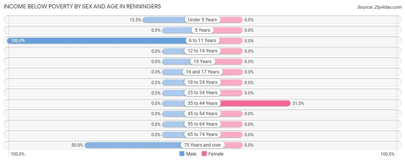 Income Below Poverty by Sex and Age in Renningers