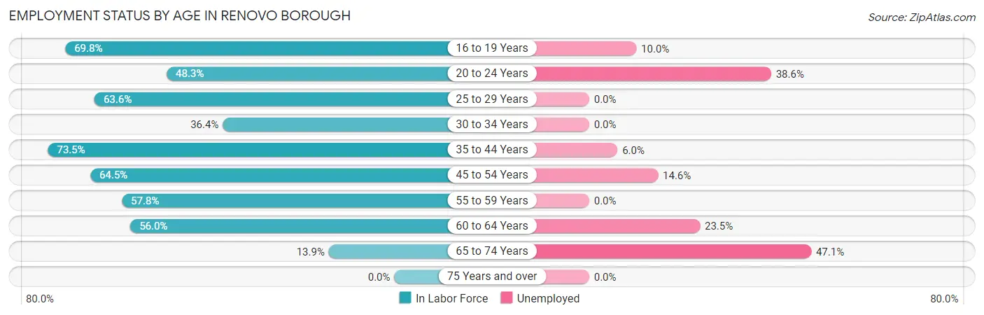Employment Status by Age in Renovo borough