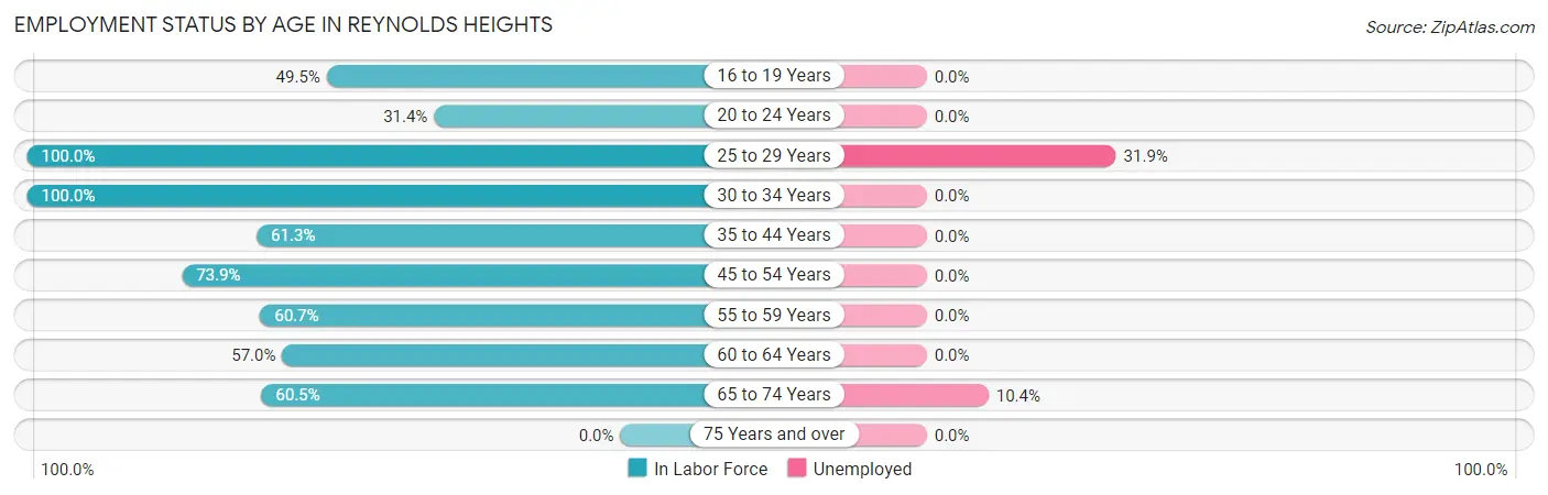 Employment Status by Age in Reynolds Heights