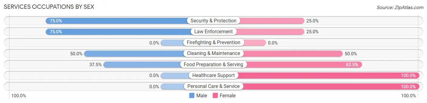 Services Occupations by Sex in Rices Landing borough